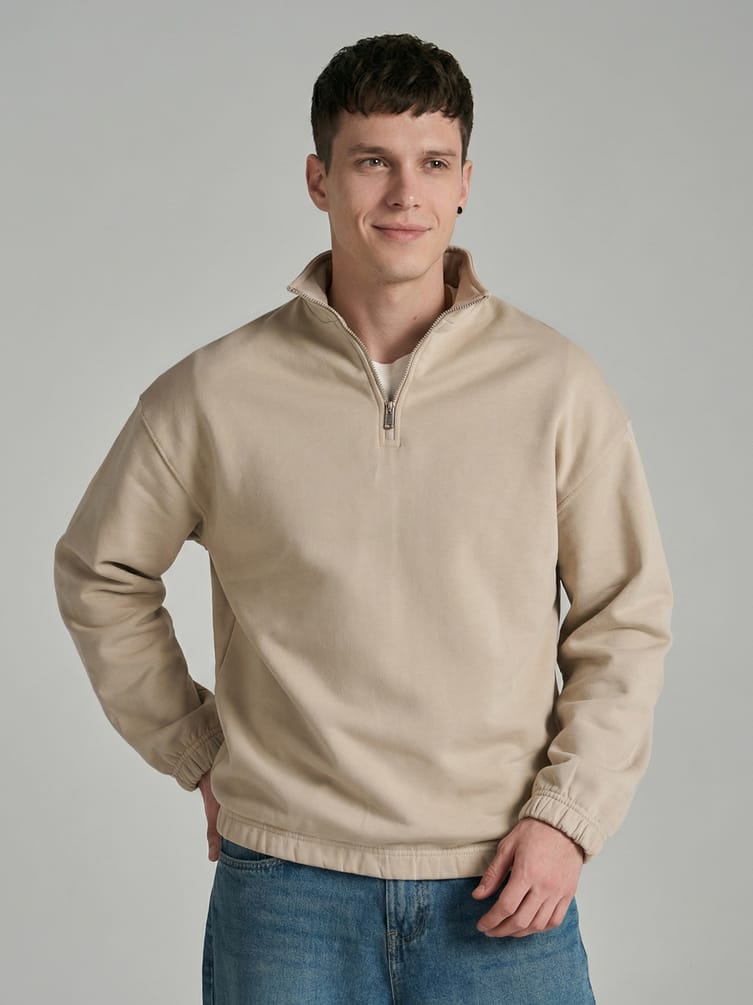 Утепленная толстовка с высоким горлом и начесом