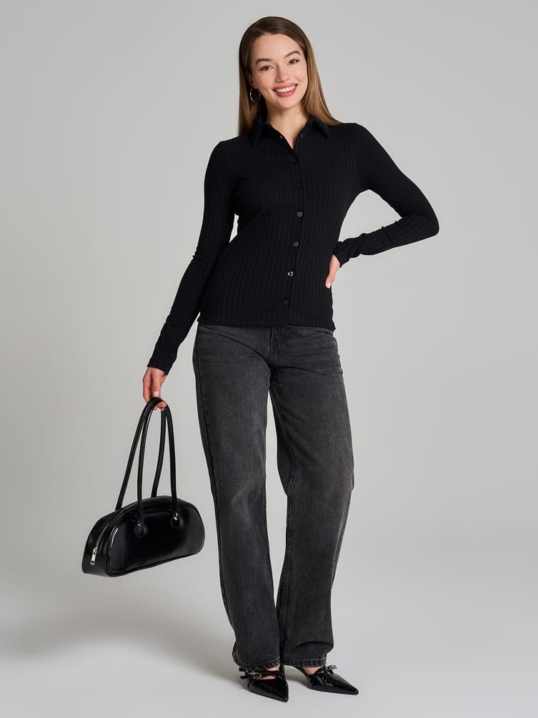 Кардиган в рубчик на пуговицах