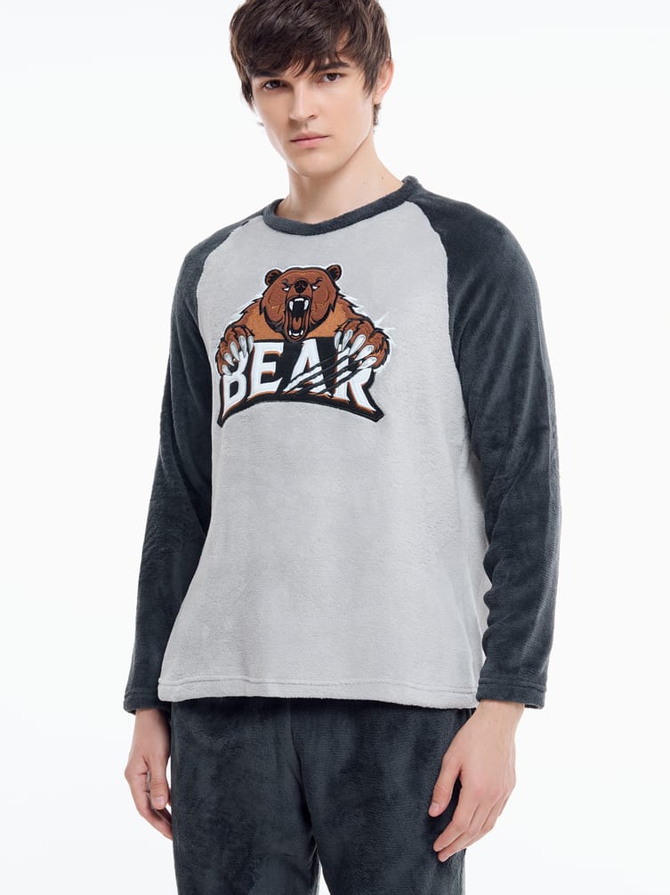 Плюшевая пижама с вышивкой медведя