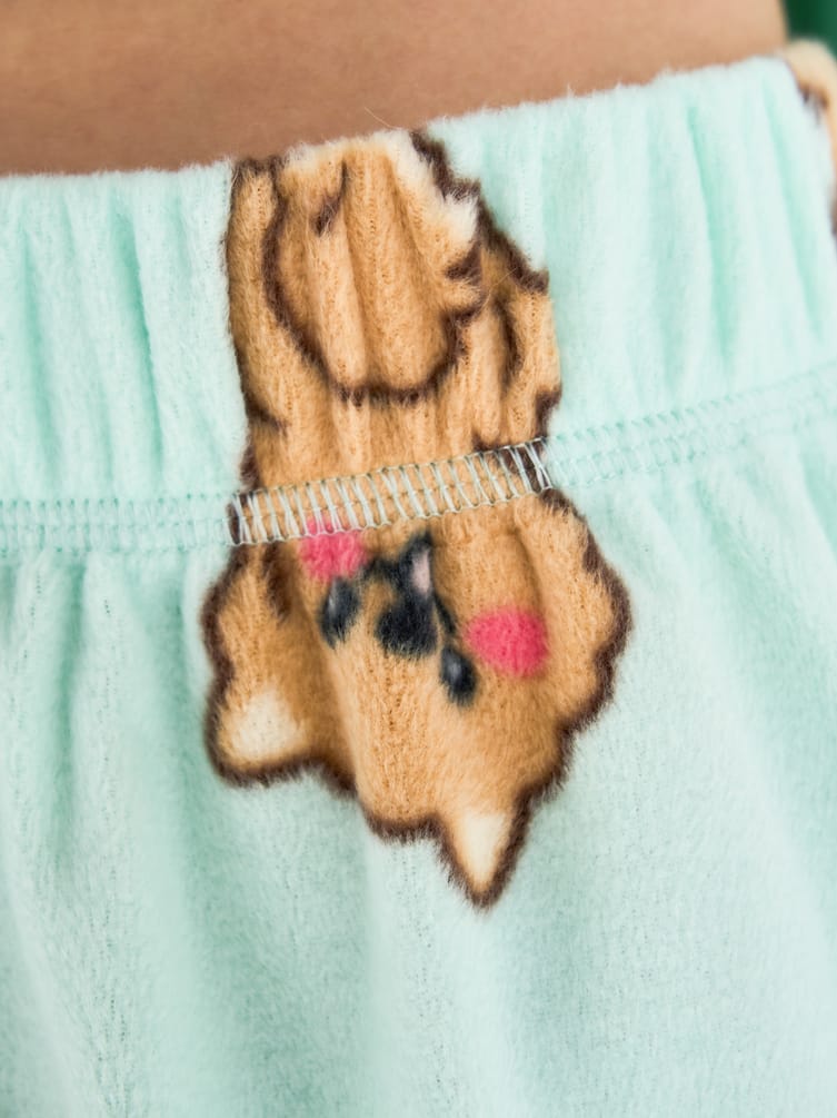 Пижама теплая с нашивкой корги и брюками