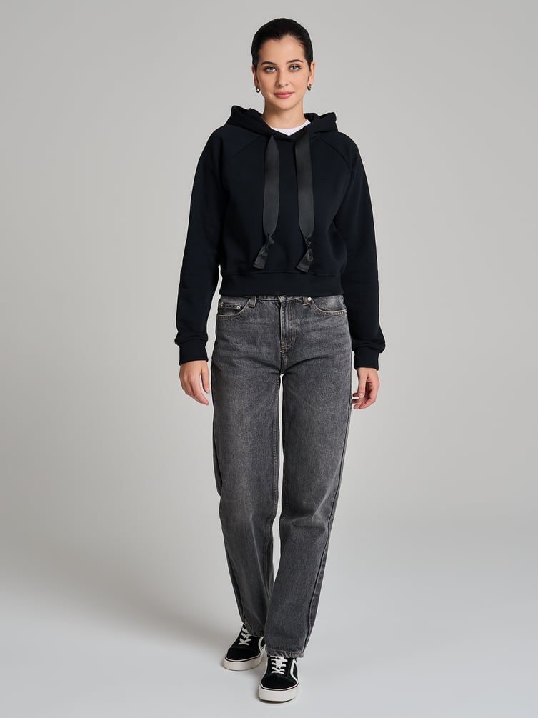 Теплое худи укороченное с начесом