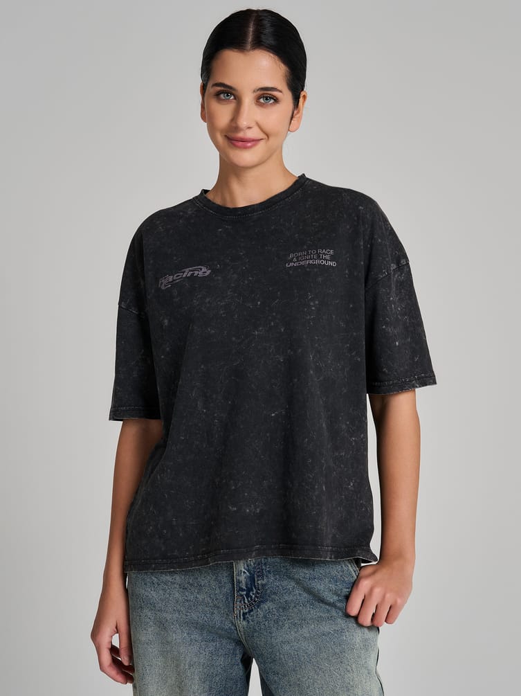 Футболка варенка оверсайз с надписью на спине