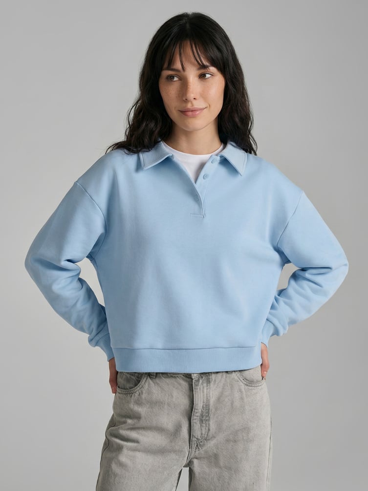 Свитшот без начеса с воротничном