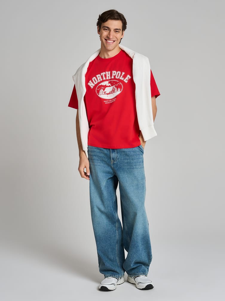 Футболка свободного кроя из хлопка с принтом