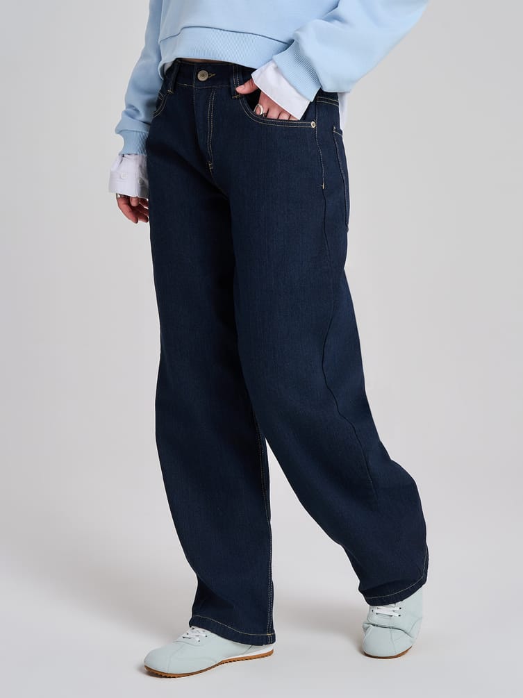 Джинсы баллоны со средней посадкой