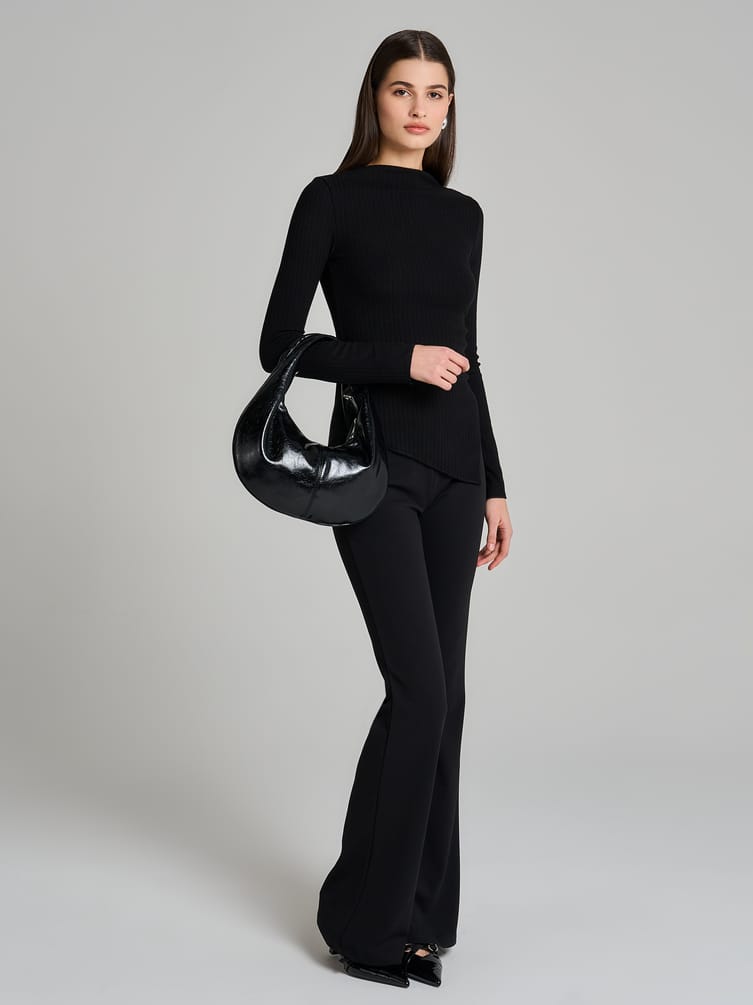 Лонгслив асимметричный в рубчик