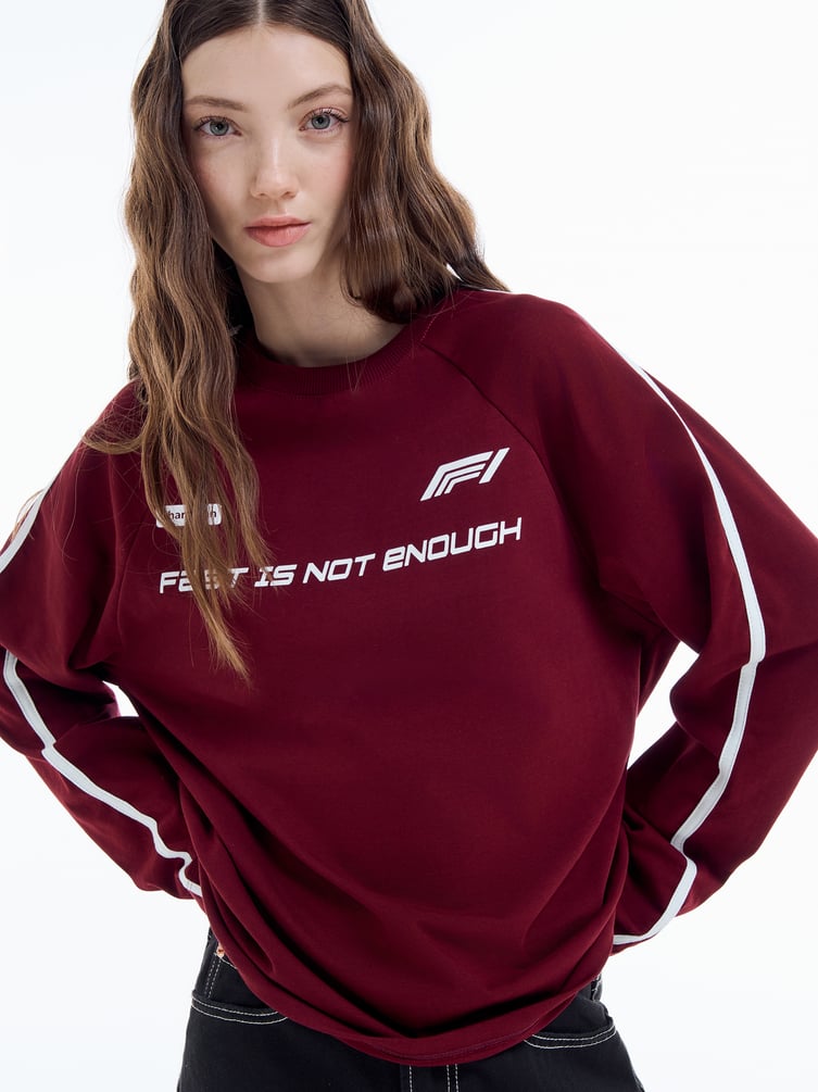 Спортивный лонгслив оверсайз с надписью и лампасами