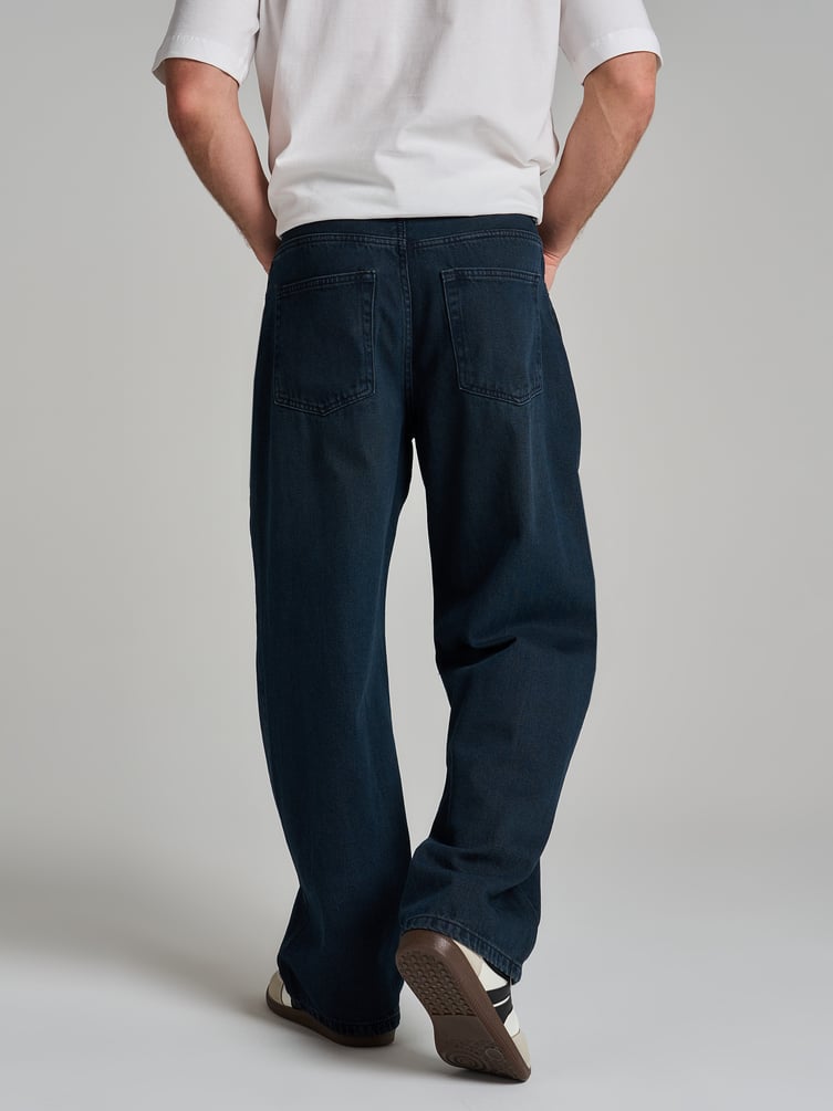 Джинсы багги широкие с вареный эффектом