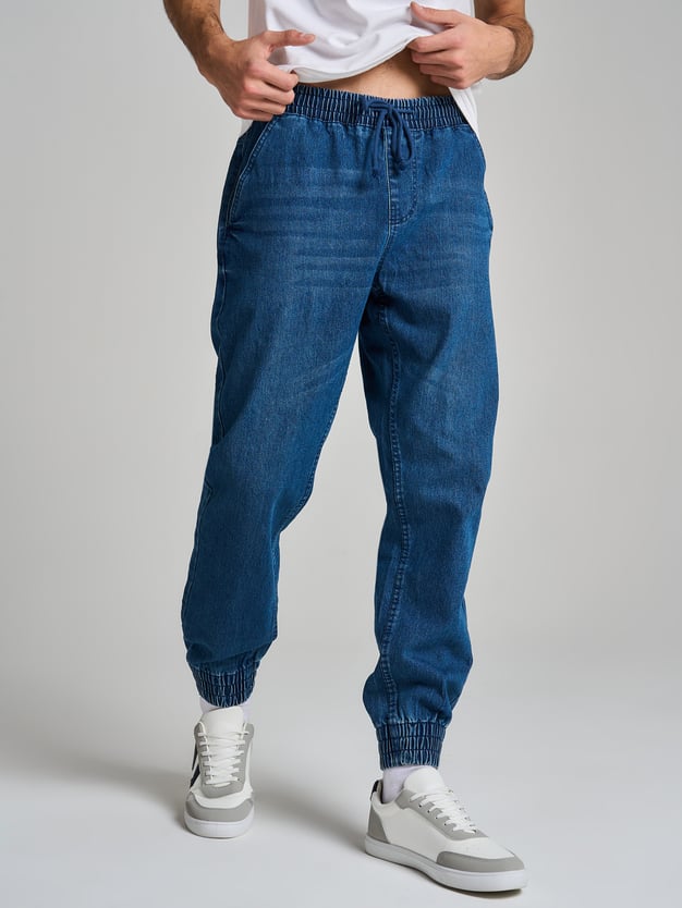 Джинсы джоггеры на резинке