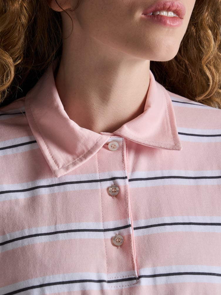 Полосатое поло оверсайз с коротким рукавом