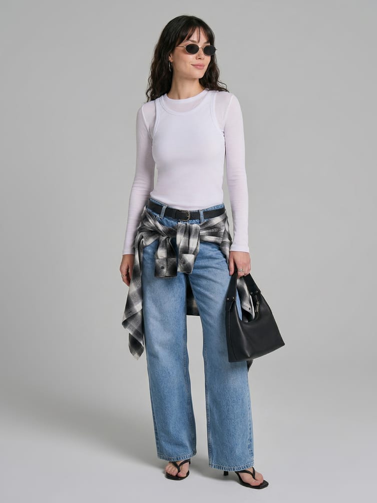 Лонгслив с майкой в рубчик