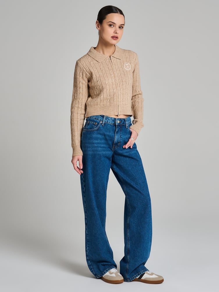 Кардиган на молнии с вышивкой