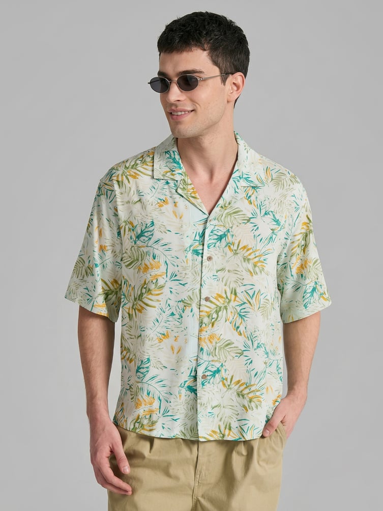 Рубашка гавайская с принтом