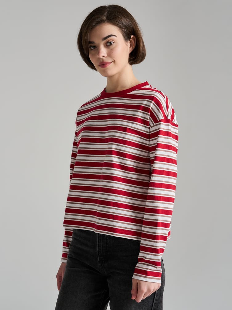 Лонгслив в полоску с длинным рукавом