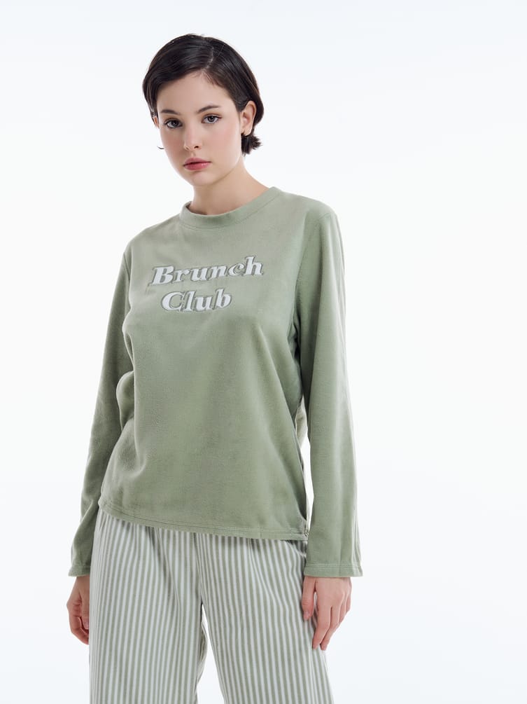 Плюшевая пижама Brunch club с брюками