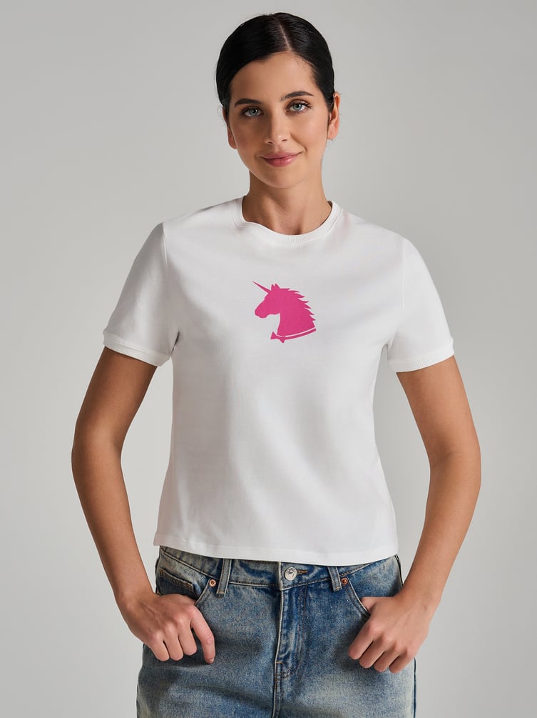 Футболка из хлопка с принтом единорога