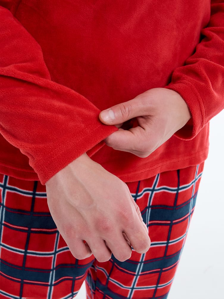 Плюшевая теплая пижама с надписью и брюками