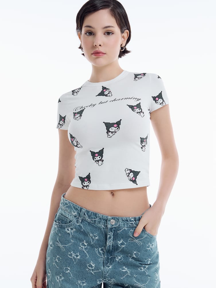 Приталенная футболка с принтом Kuromi