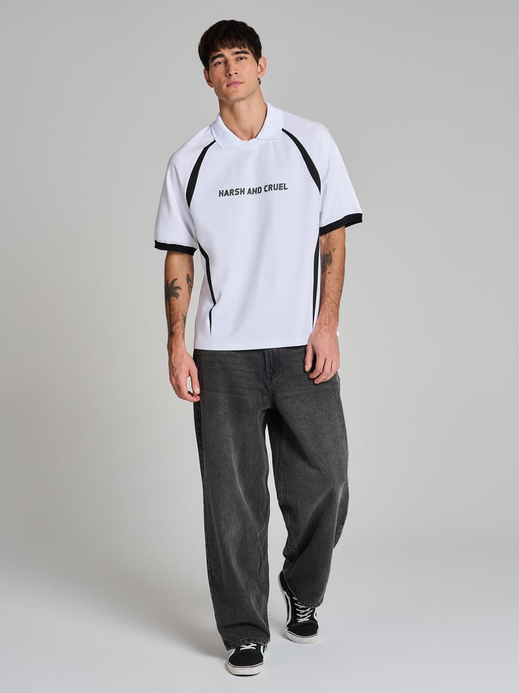 Футболка с воротником поло и надписью