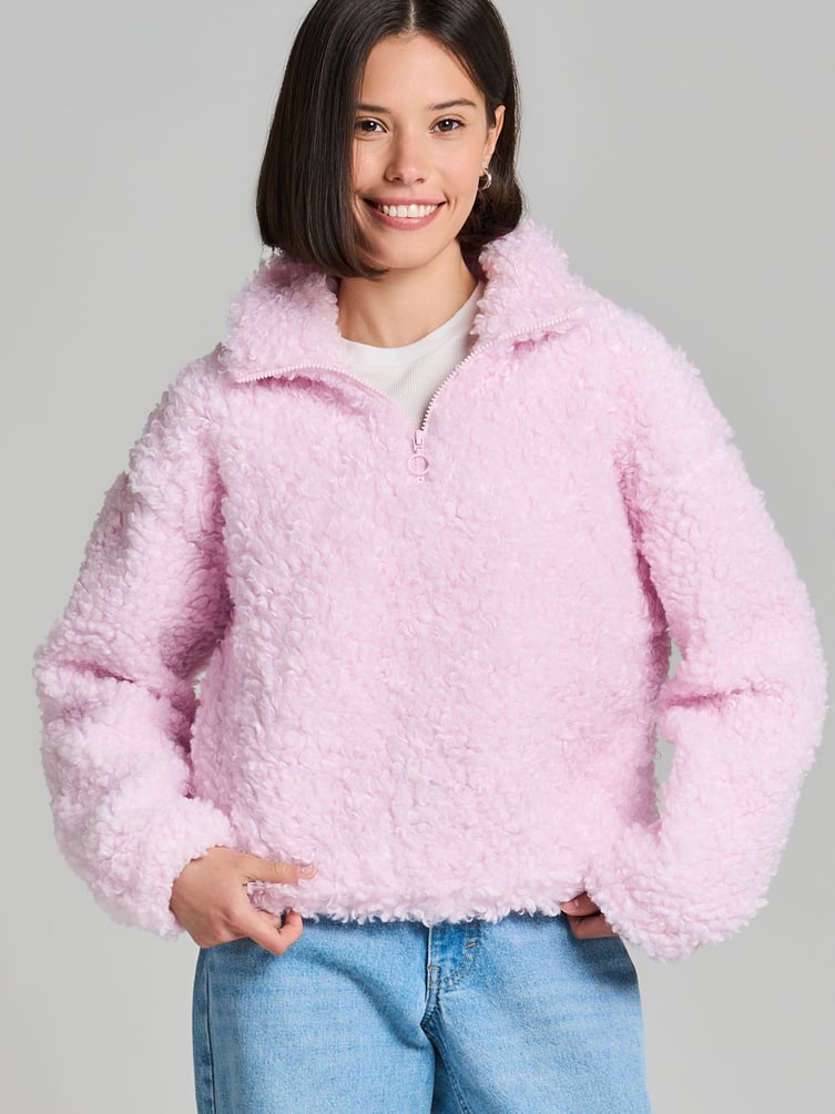 Свитшот меховой с полузамком молнией