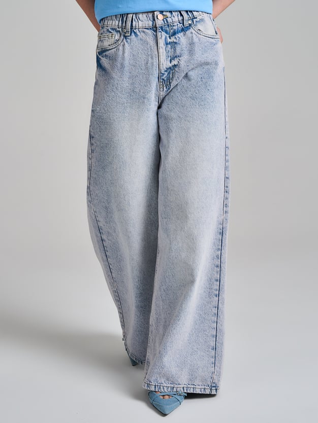 Джинсы широкие на резинке