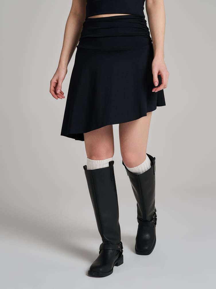 Мини юбка асимметричная с широким поясом