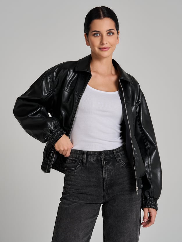 Куртка кожаная бомбер