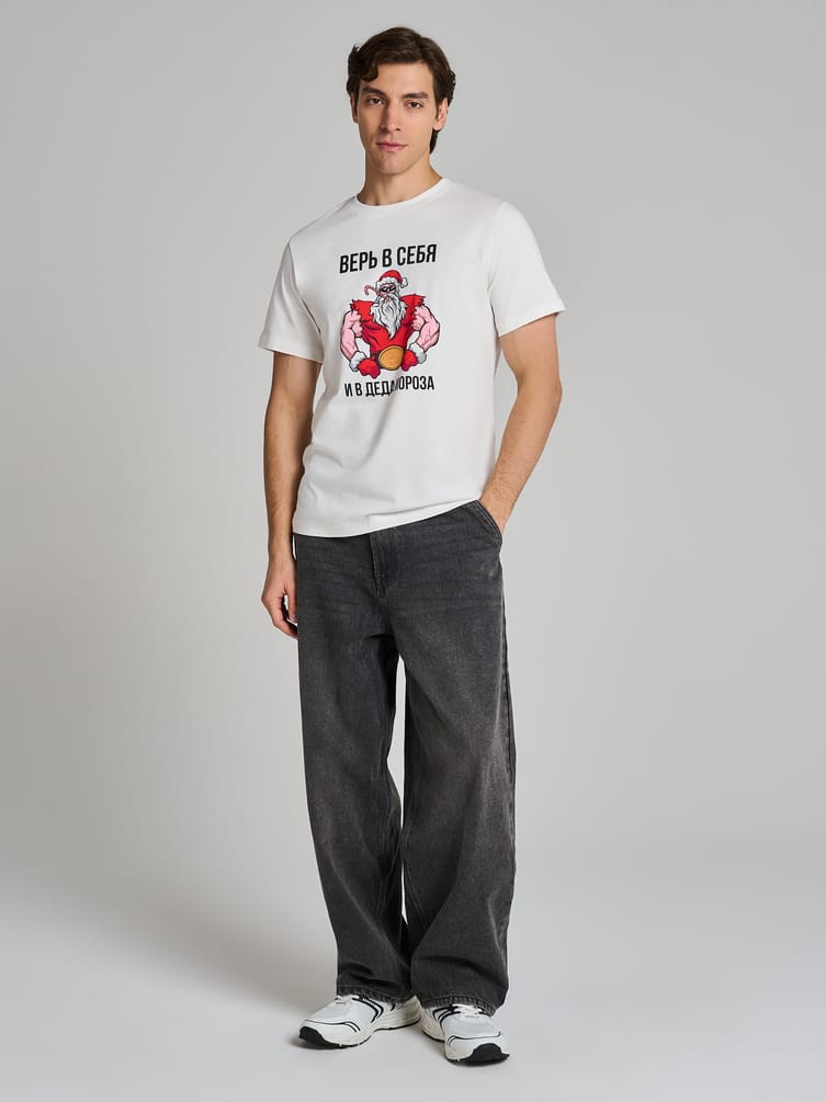 Футболка с принтом Деда Мороза