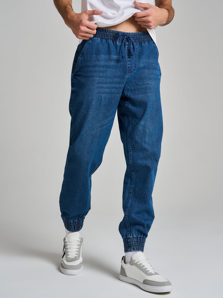 Джинсы джоггеры на резинке