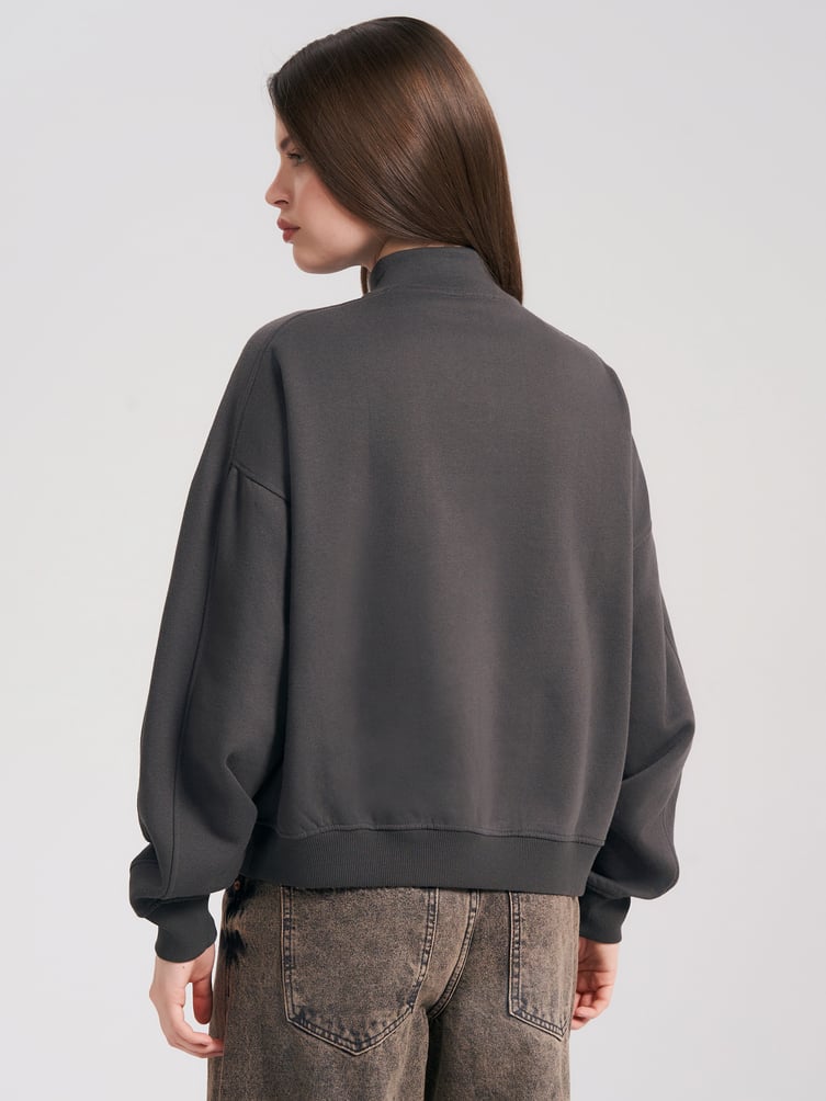 Утепленная толстовка оверсайз с надписью и начесом