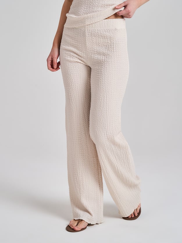 Брюки прямые летние из жатой ткани