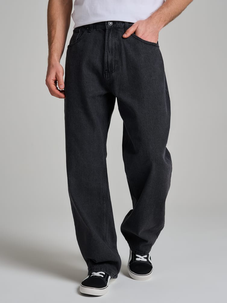 Джинсы багги широкие с вареный эффектом