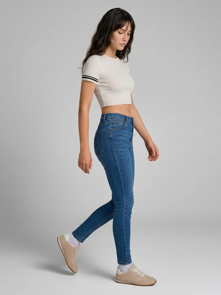 Джинсы скинни с высокой талией