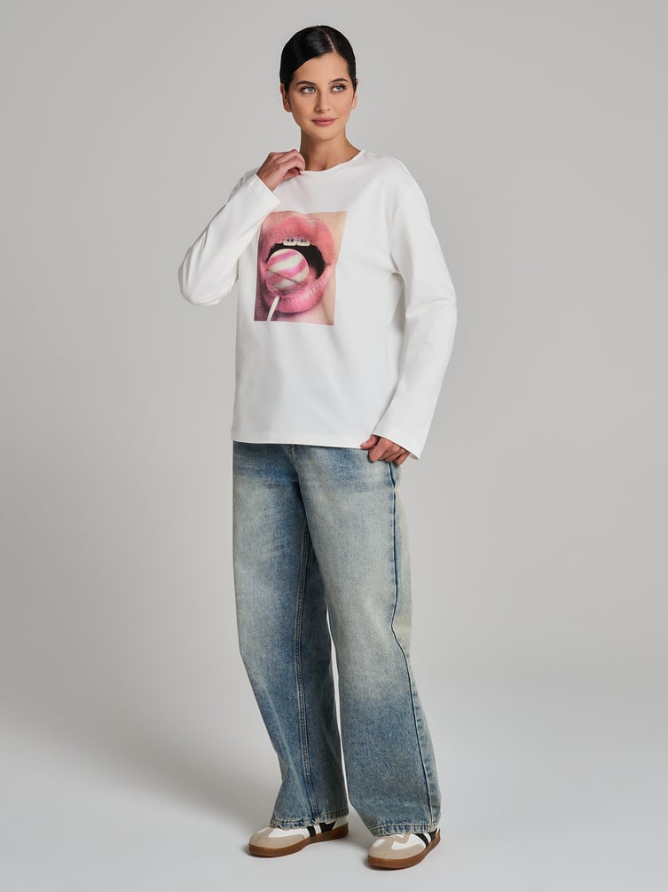 Лонгслив оверсайз с принтом