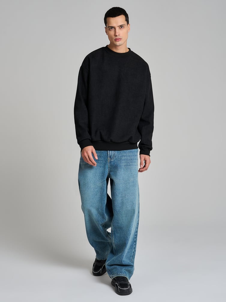 Свитшот свободный в рубчик без начеса