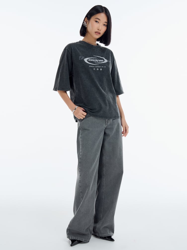 Футболка с вареным эффектом и надписью