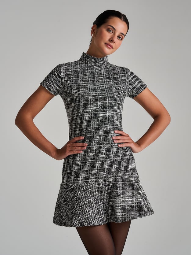 Твидовое мини платье с люрексом