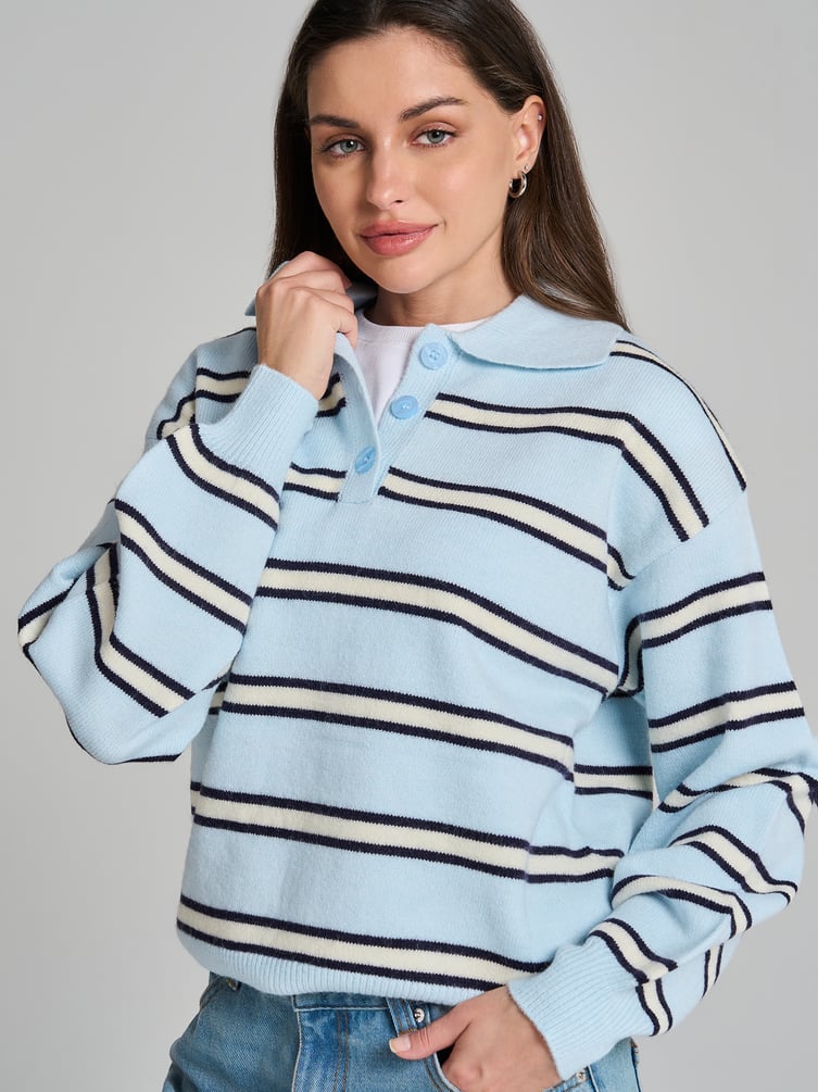 Свитер-поло в полоску