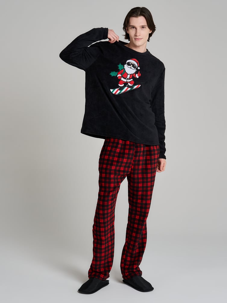 Теплая плюшевая пижама с Санта Клаусом