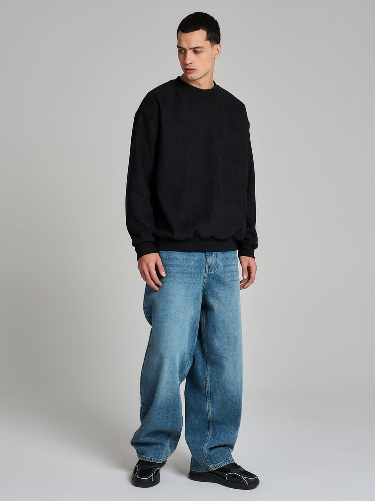 Свитшот свободный в рубчик без начеса