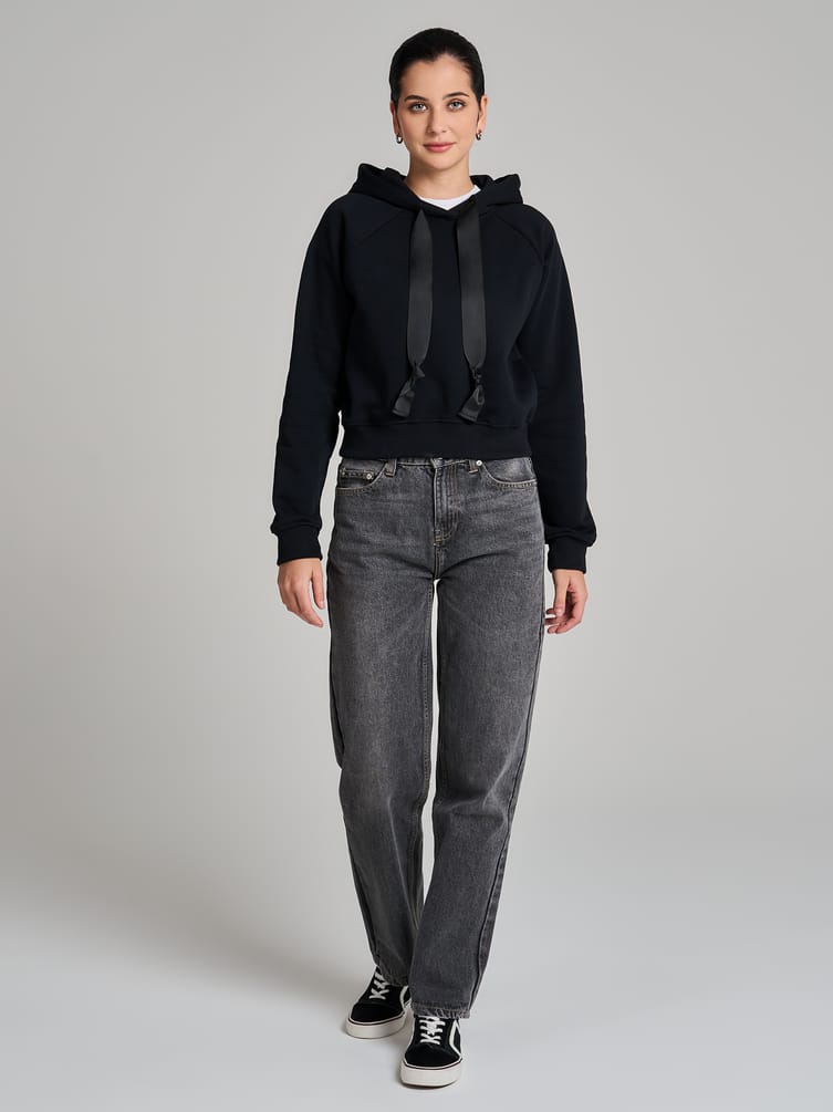 Теплое худи укороченное с начесом