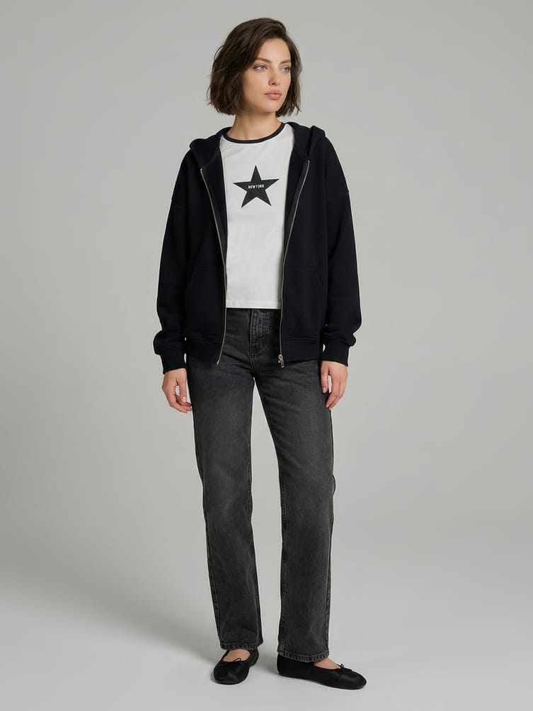 Зип худи  с капюшоном без начеса