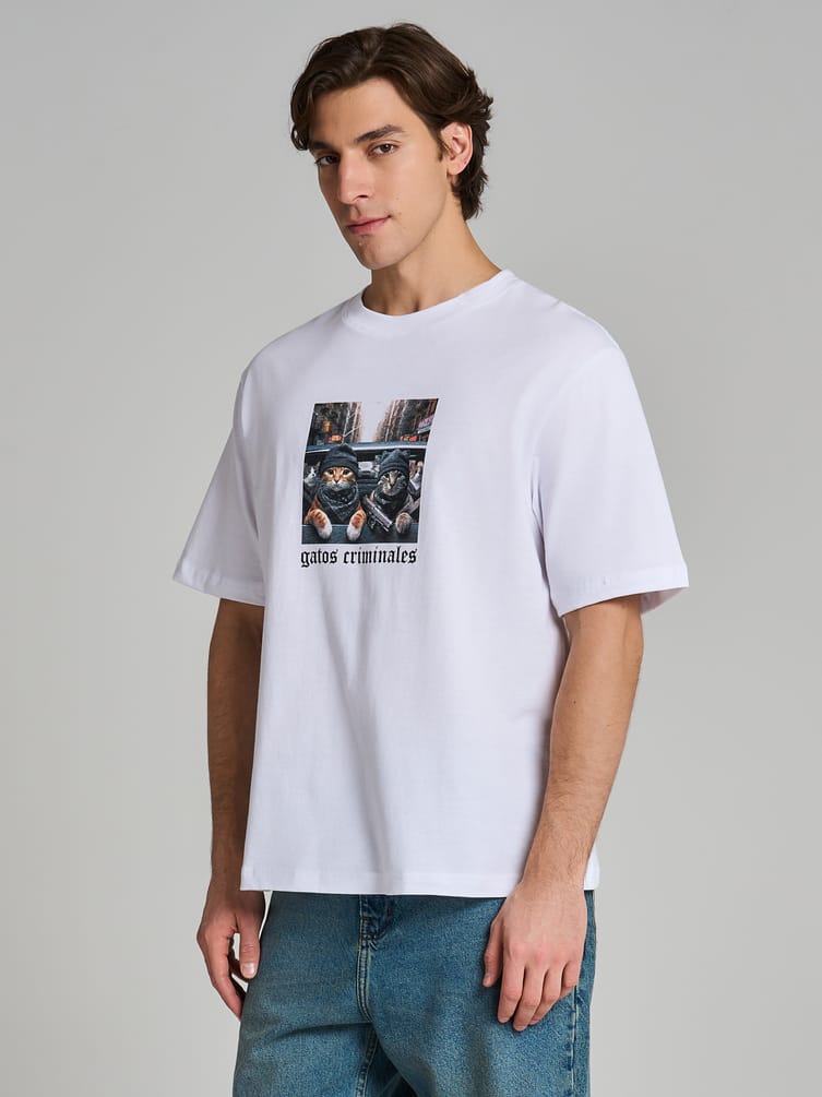 Футболка из хлопка с принтом котов