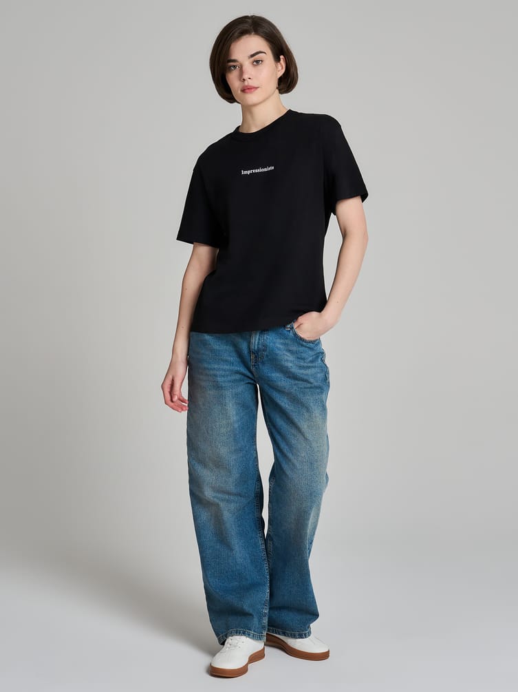 Футболка из хлопка с принтом на спине