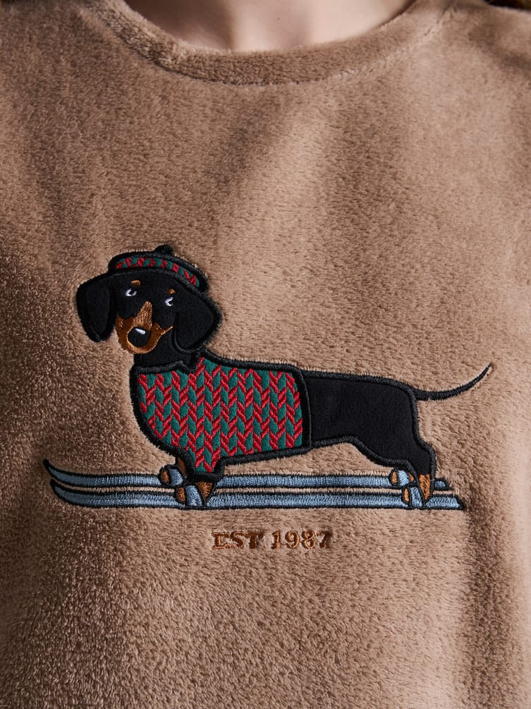 Пижама теплая с вышивкой таксы