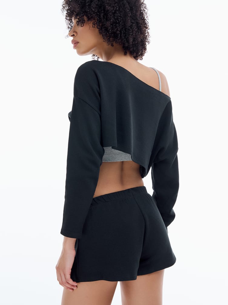 Хлопковая пижама тройка с кофтой топом и шортами