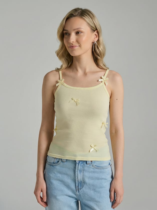 Майка в рубчик с бантиками