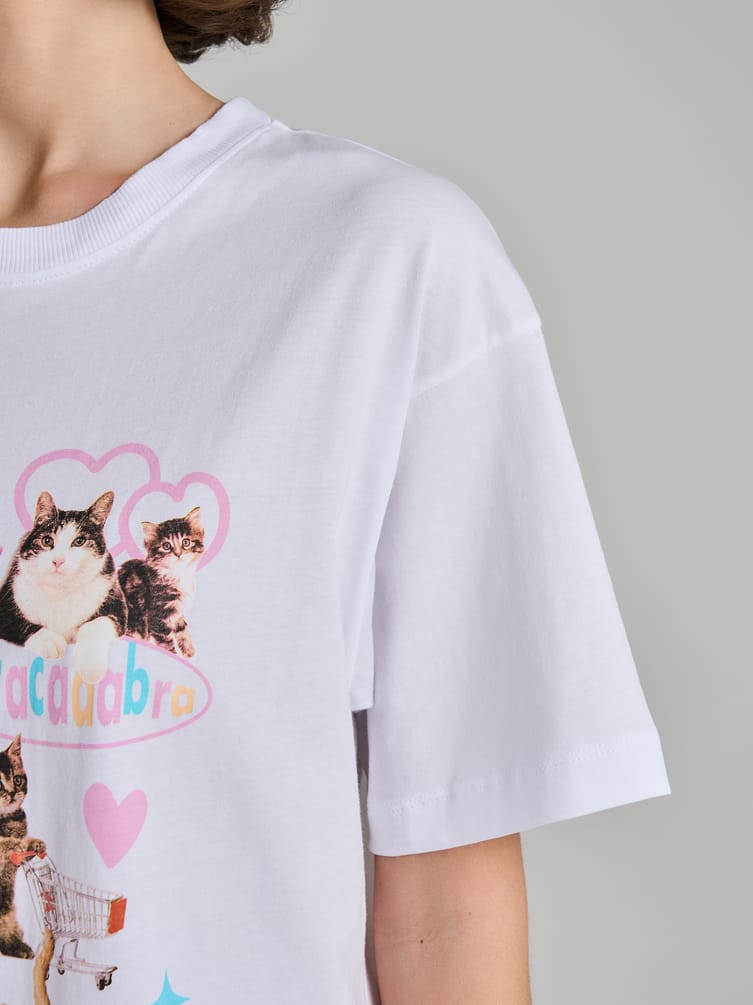 Пижама с принтом котиков и брюками