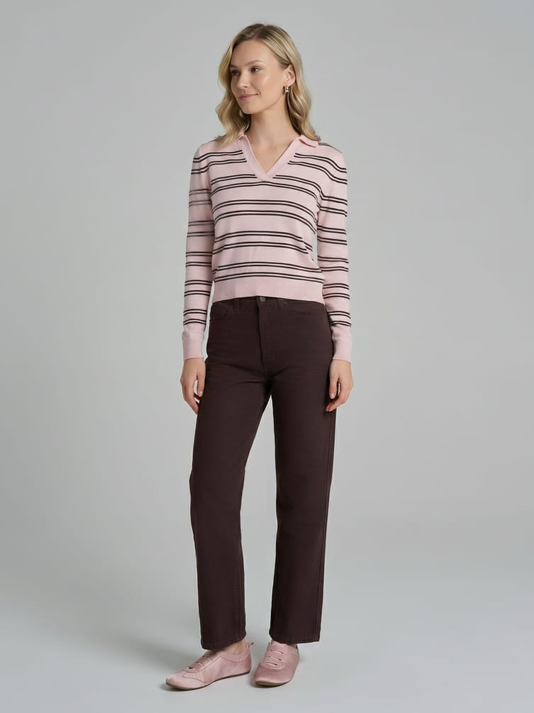 Пуловер трикотажный в полоску