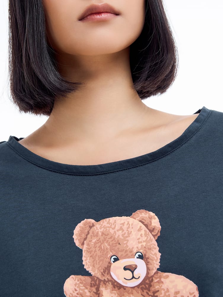 Пижама с длинным рукавом и шортами в полоску